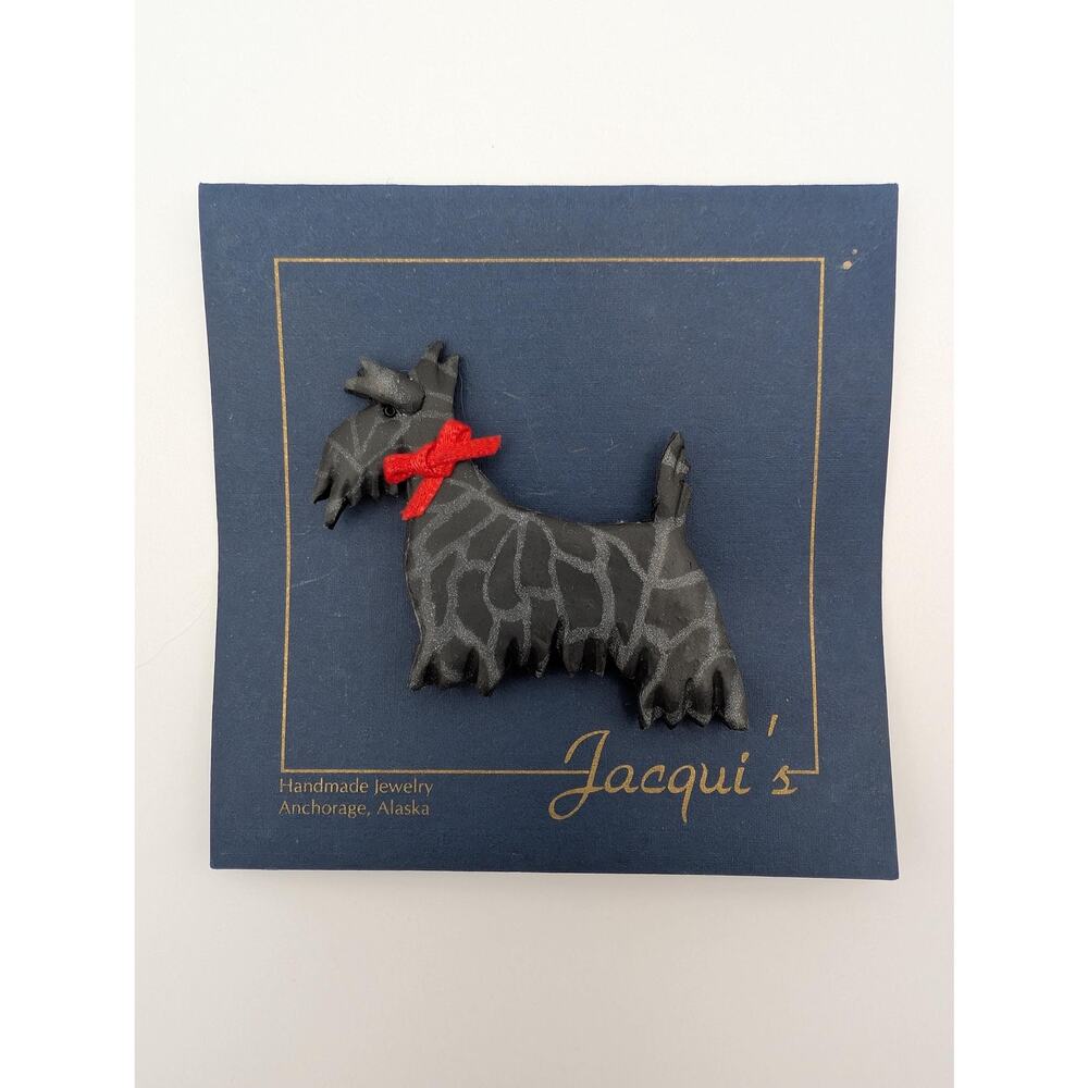 Jacqui Ertischek Alaskan Studio Clay Scottie Dog Pin Handcrafted Artisan Brooch
